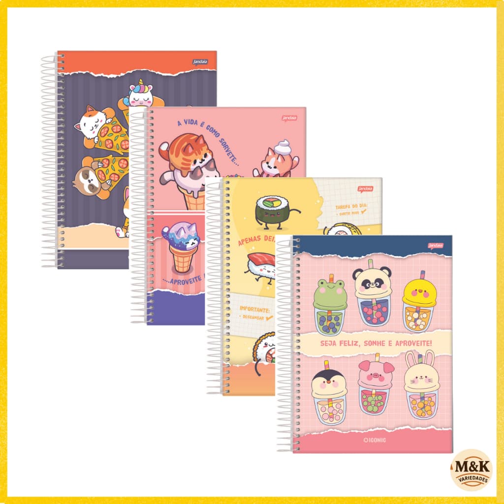 Caderno 01 Materias 80 folhas ICONIC Jandaia