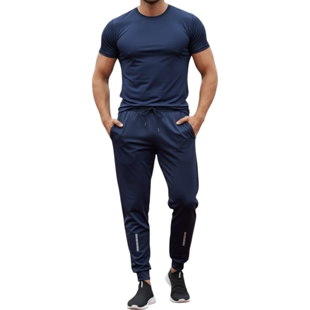 Conjunto Básico Masculino Azul Marinho - Camisa e Calça Jogger - Pronta Entrega!