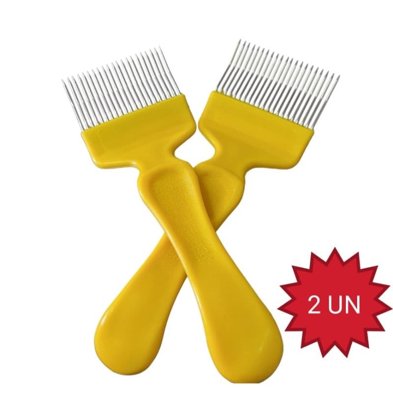 kit 2 Garfos Desoperculador Mel Apicultura 21 Agulhas Inox