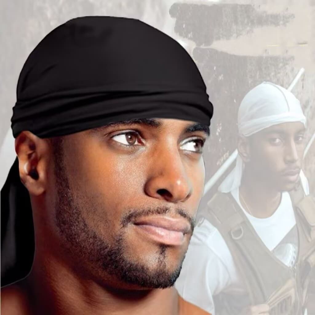 1/2/3/6unidades Bandana Durag Waves Touca Afro De Cetim Preto
