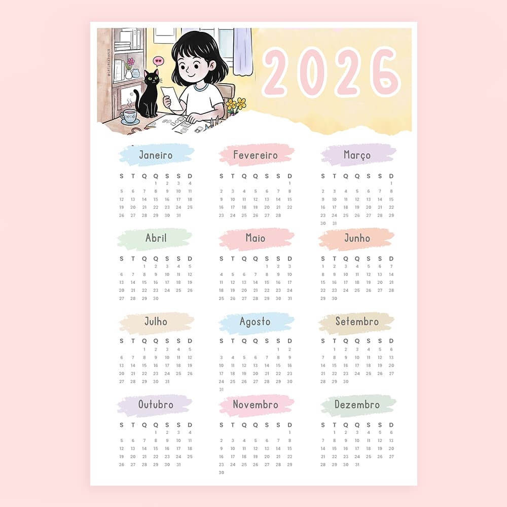 Calendário Adesivo para Cadernos - Diversos Formatos