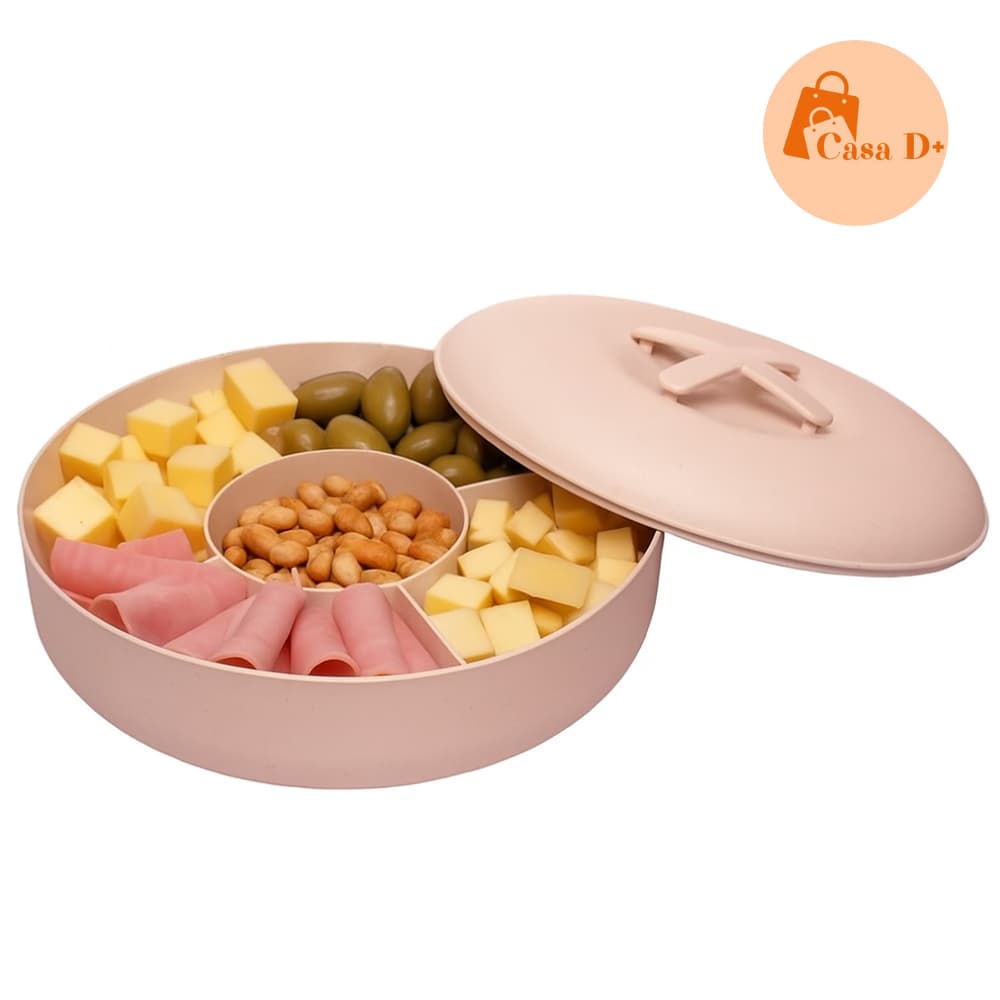 Petisqueira Redonda com Tampa e Divisórias Lyor 25cm