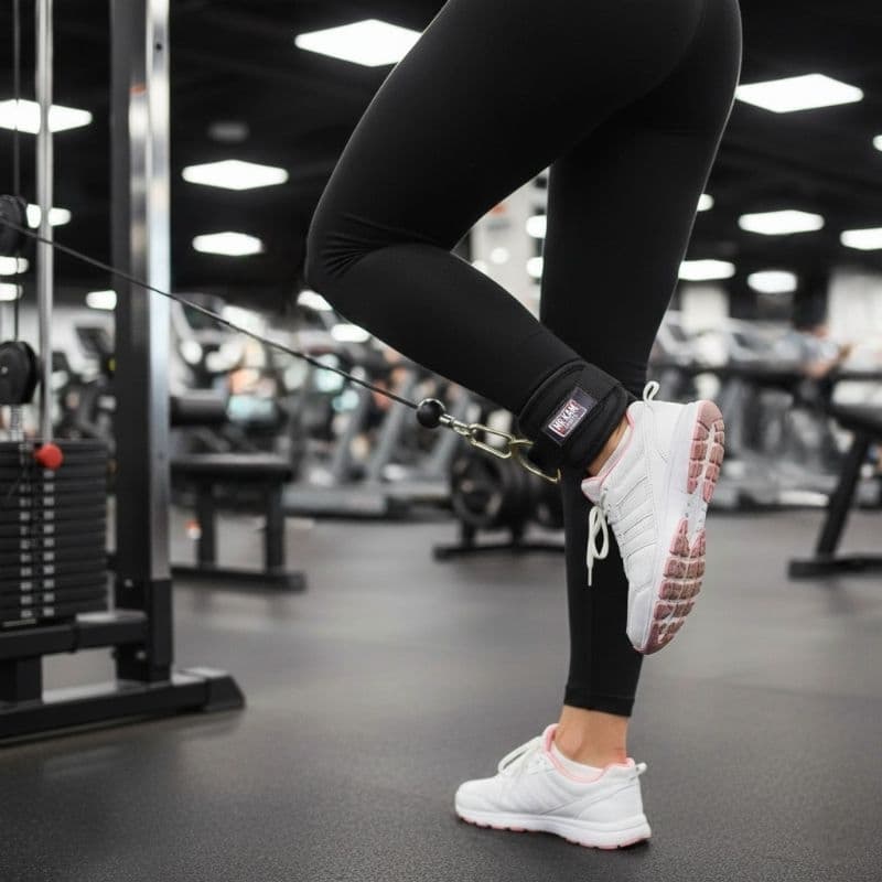 Par Tornozeleira Preta Puxador Gluteo Crossover Caneleira