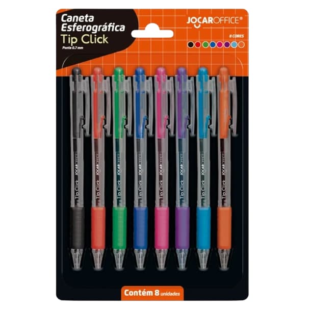 Caneta Click Kit 8 Un Caneta Colorira Jocar Office