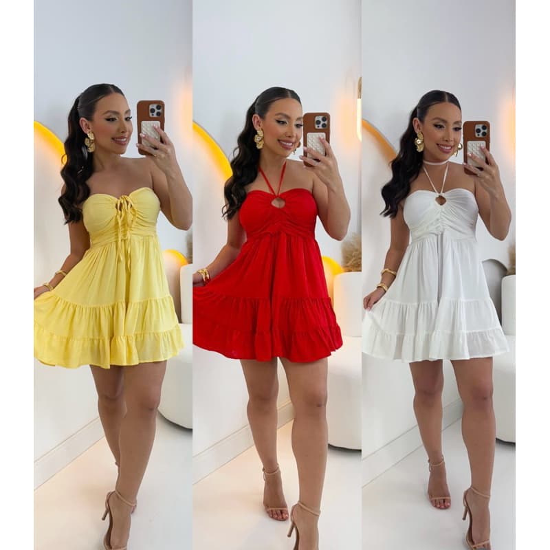 Vestido feminino soltinho rodado com bojo amarrarão multi forma