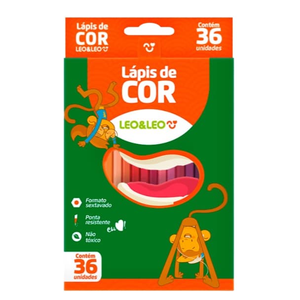 Lapis De Cor 36 Cores Leo Leo Lapis De Colorir Sextavado