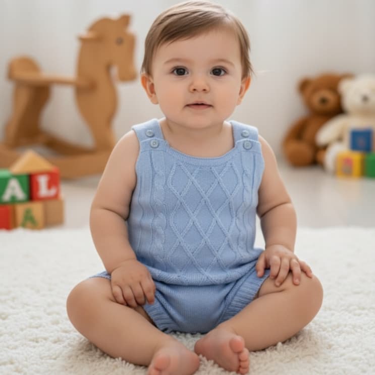 Jardineira Romper Macacão Bebê Tricô Menino Menina RN 1 a 6 Meses Saida Maternidade