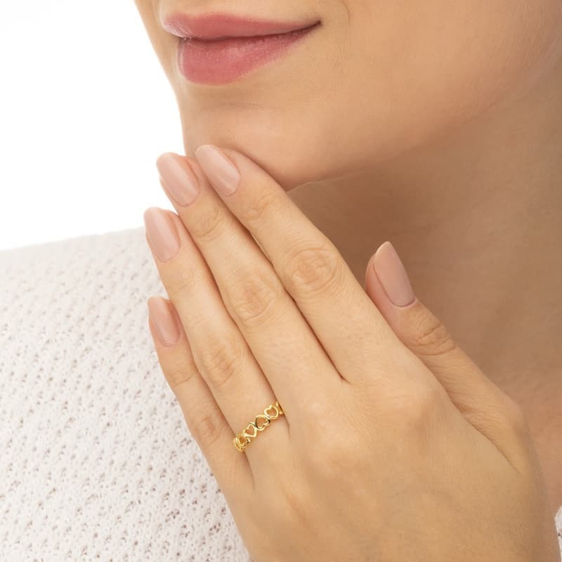 Anel Aparador Coração Banhado A Ouro 18k