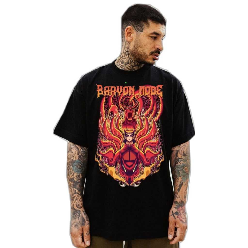 Camiseta Anime Modo narutoo modo barion– Estampa Ninja Flamejante – Camisa Unissex Geek Otaku Gamer Premium