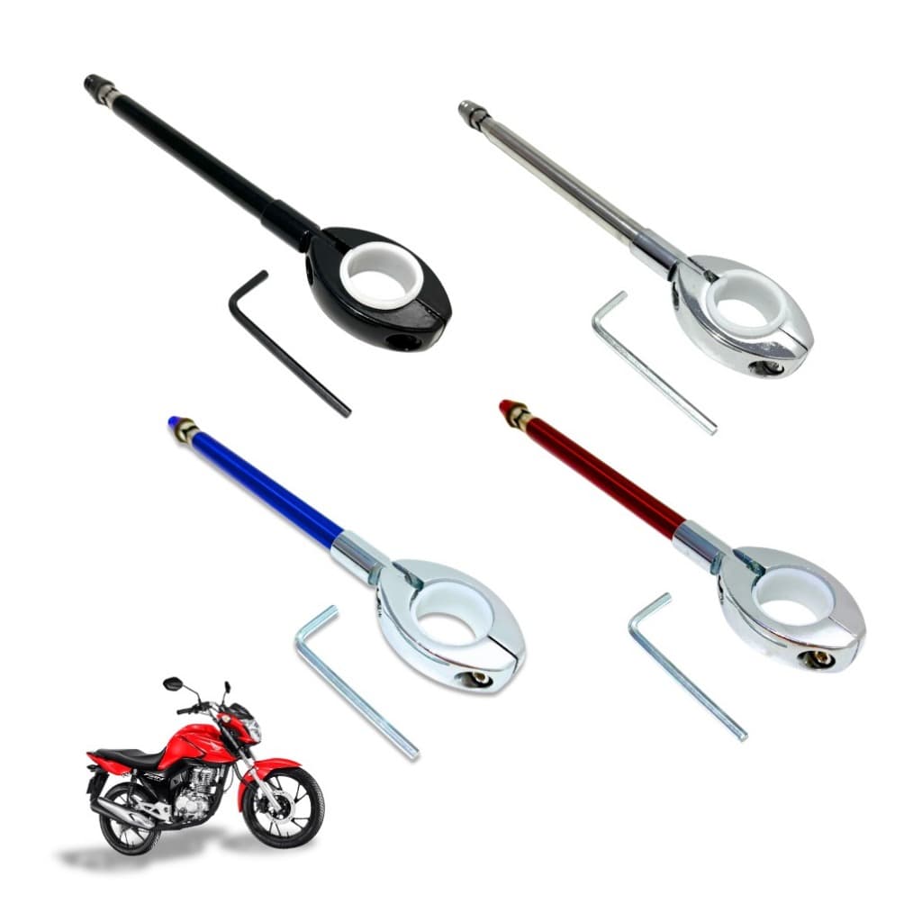 Antena Corta Linha Pipa Moto Retrátil Aço Inox Guidão