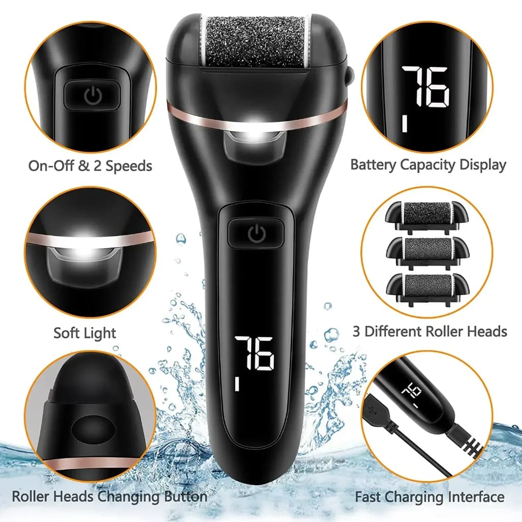 NOVO Lixador De Pé Elétrico Removedor Esfoliador Elétrico Para Pés Lixa Elimina Calos 3 em 1 Profissional Premium USB