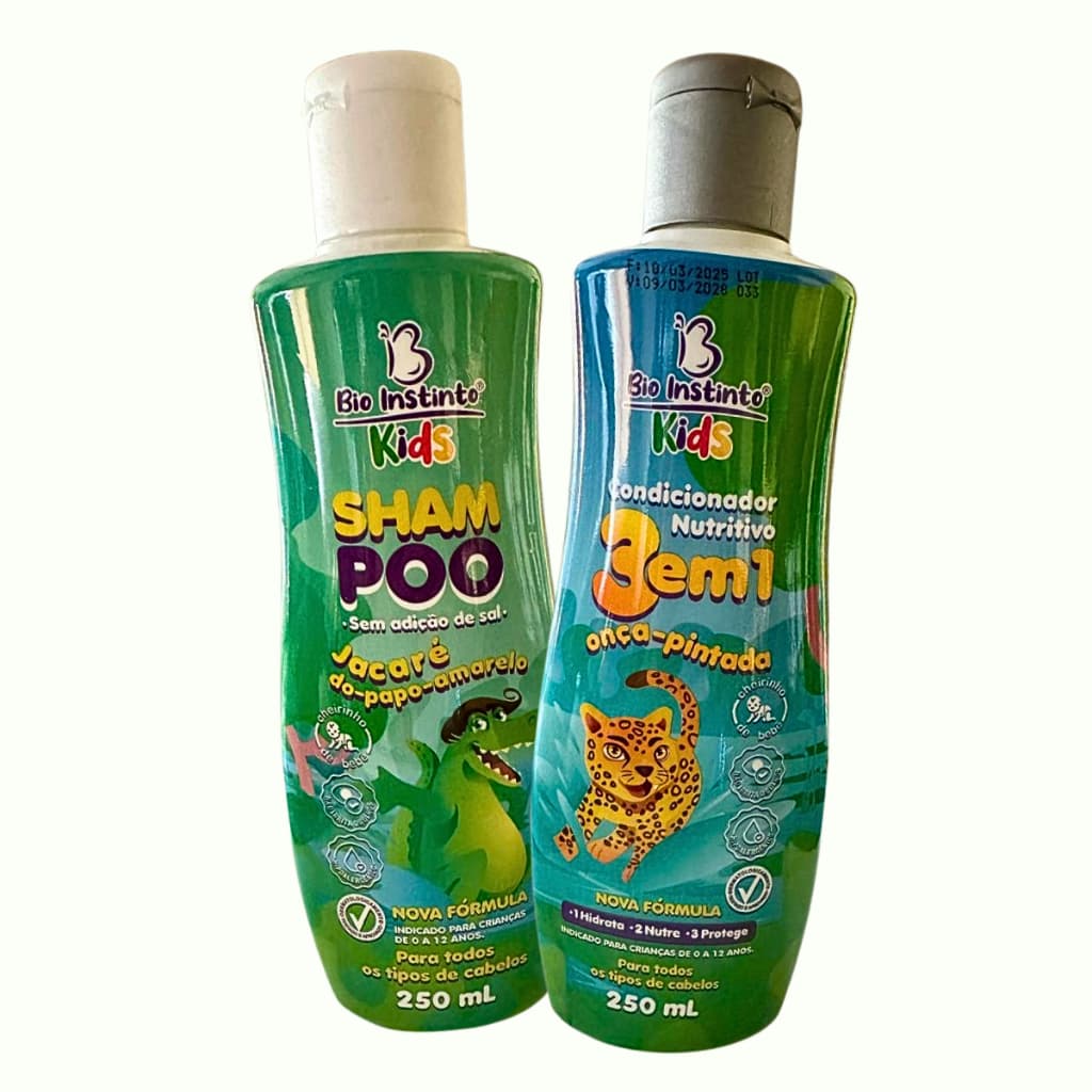 KIT SHAMPOO + CONDICIONADOR 3 EM 1 BIO INSTINTO KIDS - Hipoalergênico / Não Irrita os Olhos