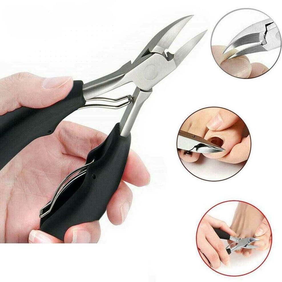 Alicate Para Unhas Dupla Mola Podologia Corte Curvado Profissional Aço Inox Desencrava Unha Multicolorido Ali-3
