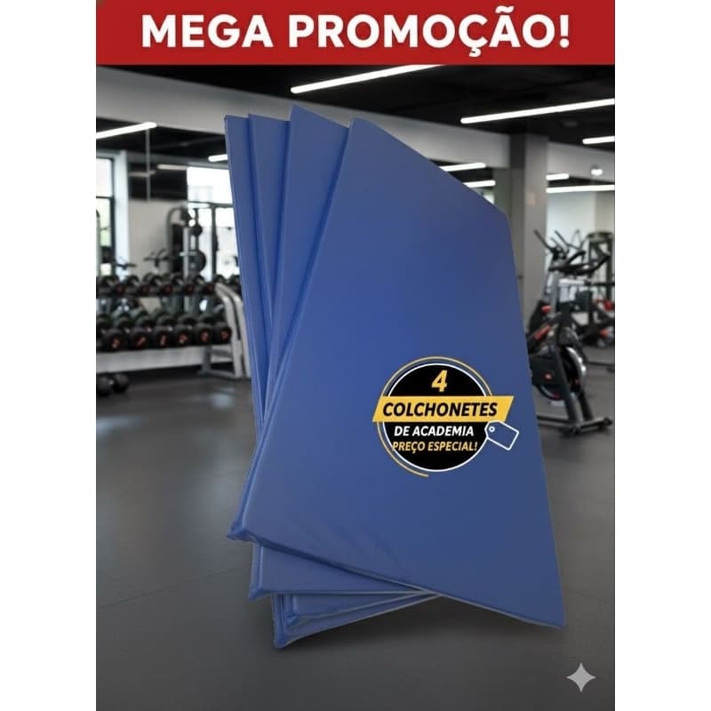 kit 4 Colchonete Profissional Azul Funcional Abdominal Musculação Fisioterapia Futebol Yoga