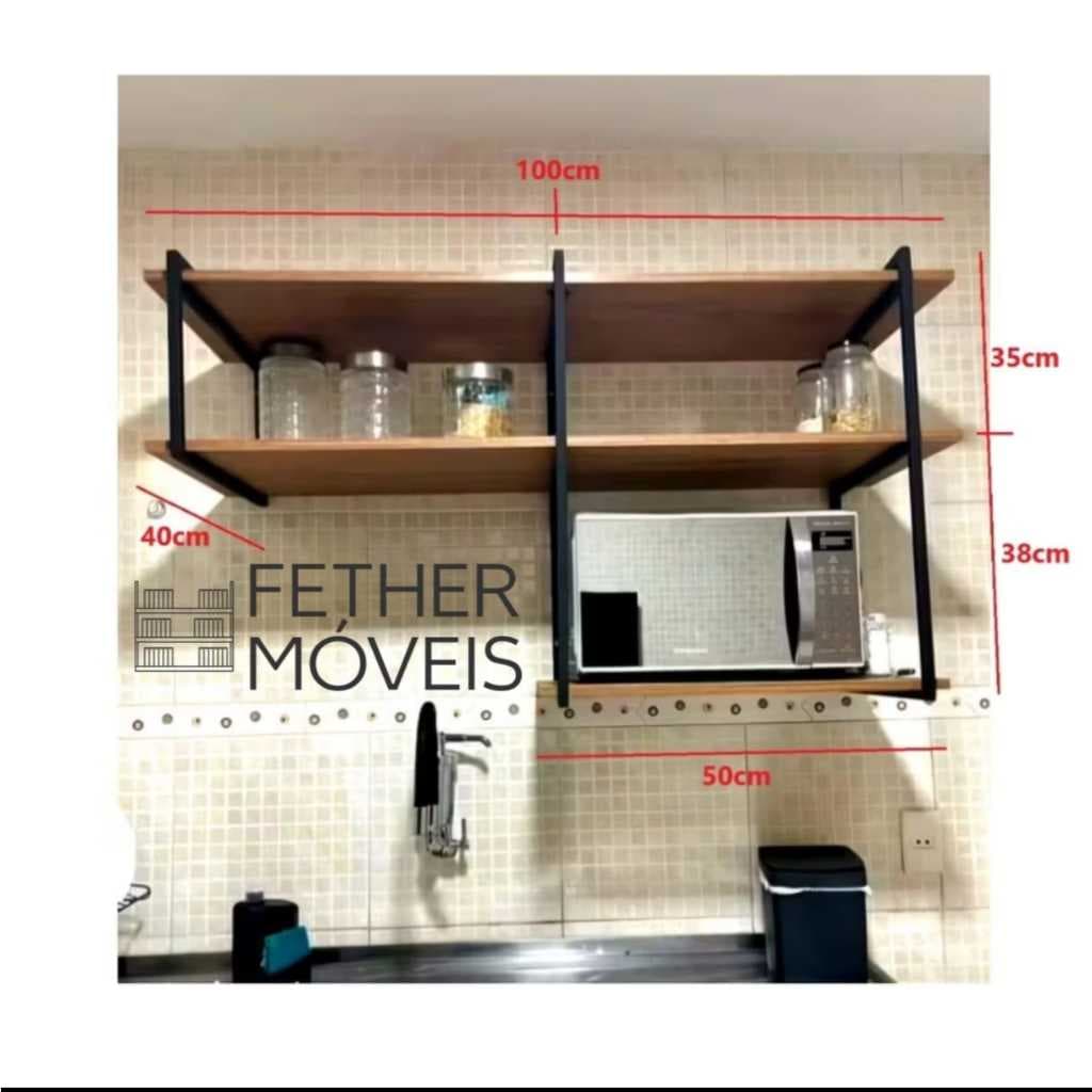INDUSTRIAL DE PAREDE OU SUSPENSA PARA MICROONDAS COM PRATELEIRA DE MDF VARIOS TAMANHOS(COMPLETO COM PRATELEIRAS)