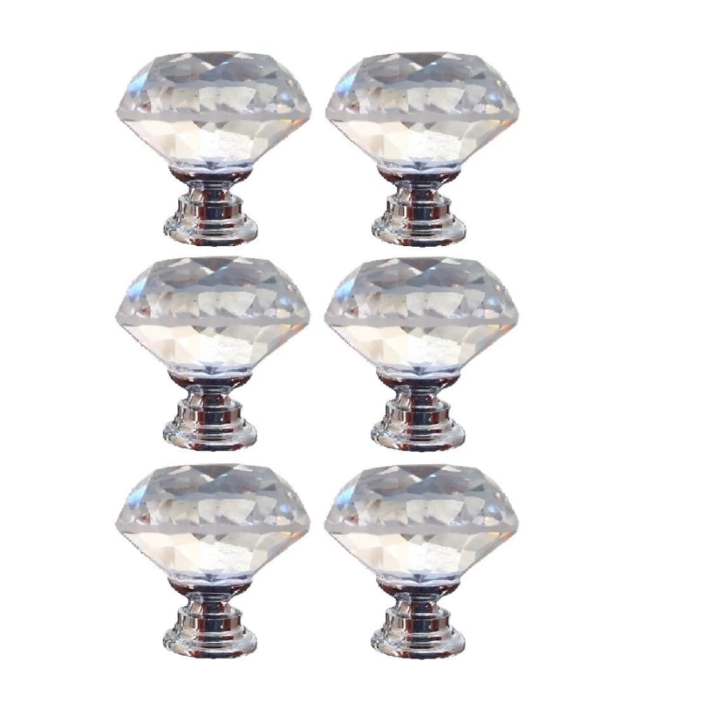 KIT 6 PUXADOR CRISTAL PARA ARMARIO GRAVETA MOVEIS 30MM