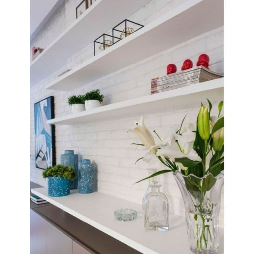 Kit 3 Prateleiras 100x25 MDF 15mm Branco Com Suportes