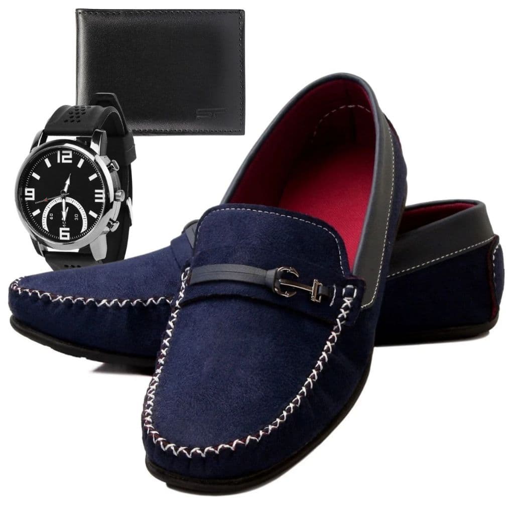 Sapato Mocassim Masculino Dockside Confortável Camurça + Relógio e Carteira