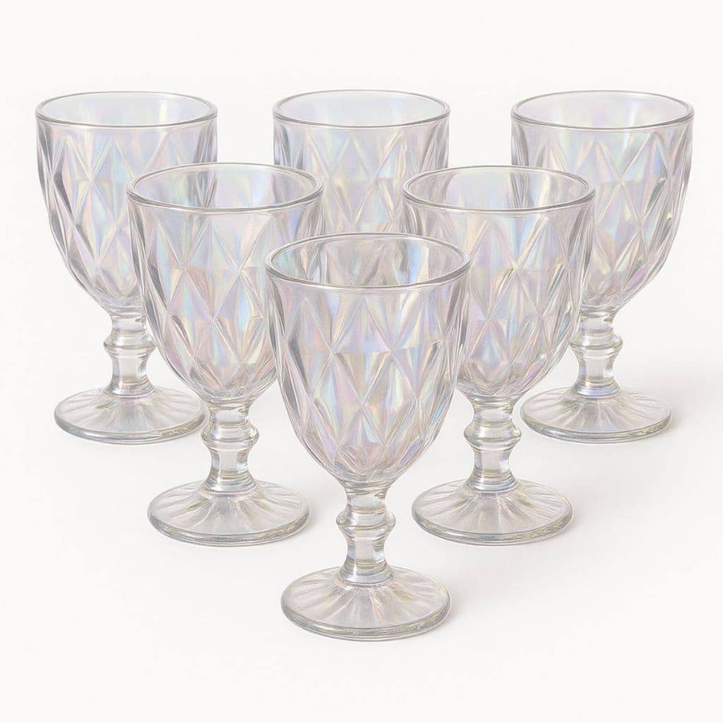 Conjunto 6 Taças de Vidro Furtacor Platinado 330ml Fratelli Milbani Mesa Posta