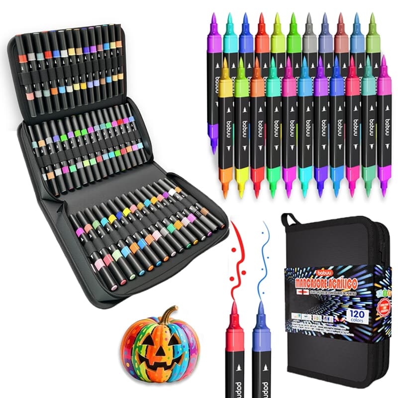 Caneta Acrilica Kit 120/72/48 Cores Dupla De Ponta Fina Canetinhas Coloridas à prova d'água Desenho Presentes