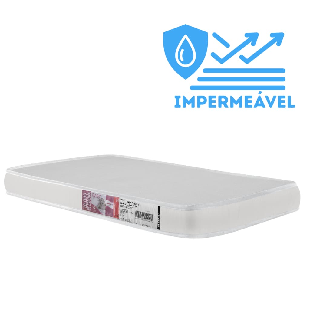 Colchão Para Berço Americano Impermeável D18 130x70x10cm 100% Espuma Antialérgico