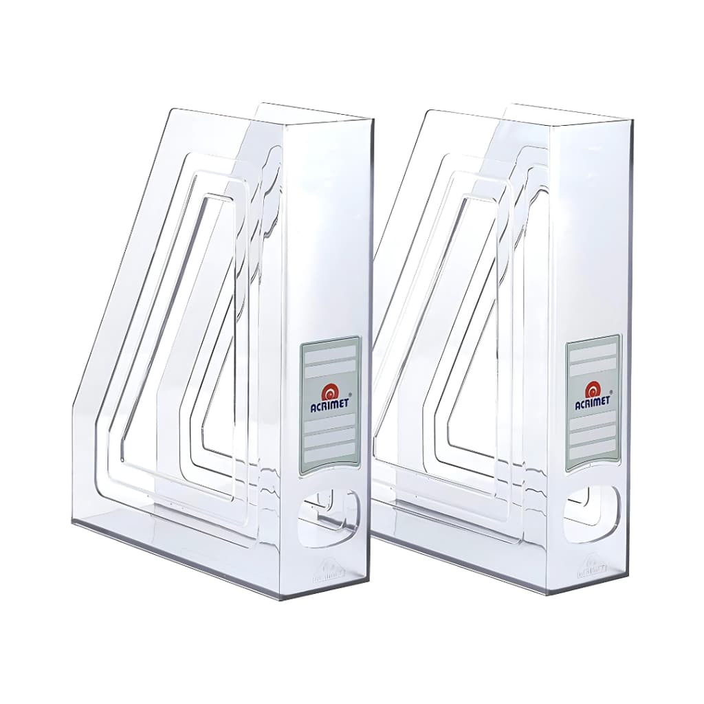 Kit 2 Porta Revistas Acrimet 277 Transparente Organizador Escritório Documentos Revistas Durável Prático Cor: Cristal
