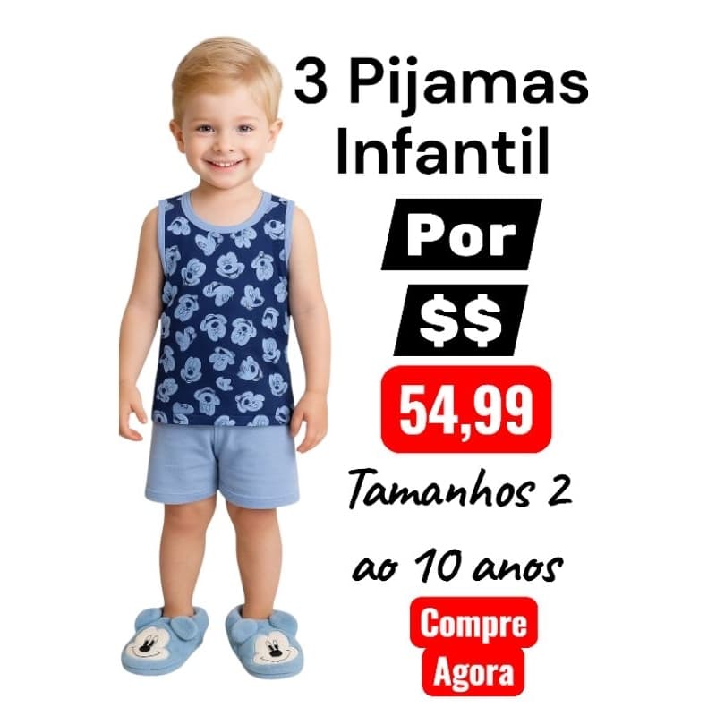 Pijama Verão Infantil Regata Menino Menina Malha 100% Algodão Tam 2 a 10 Anos