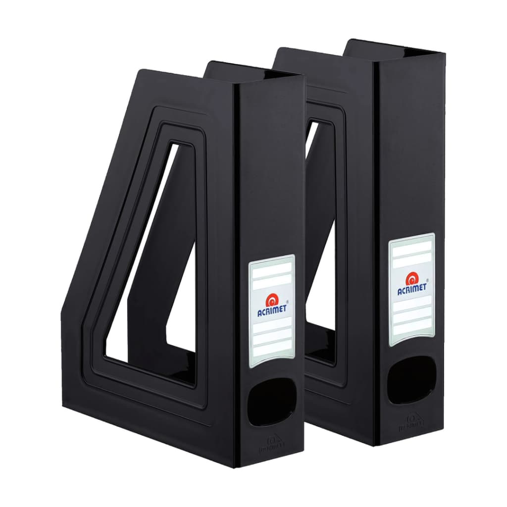 Kit 2 Porta Revistas Acrimet 277 Organizador Escritório Documentos Revistas Durável Prático Cor Preto Preta