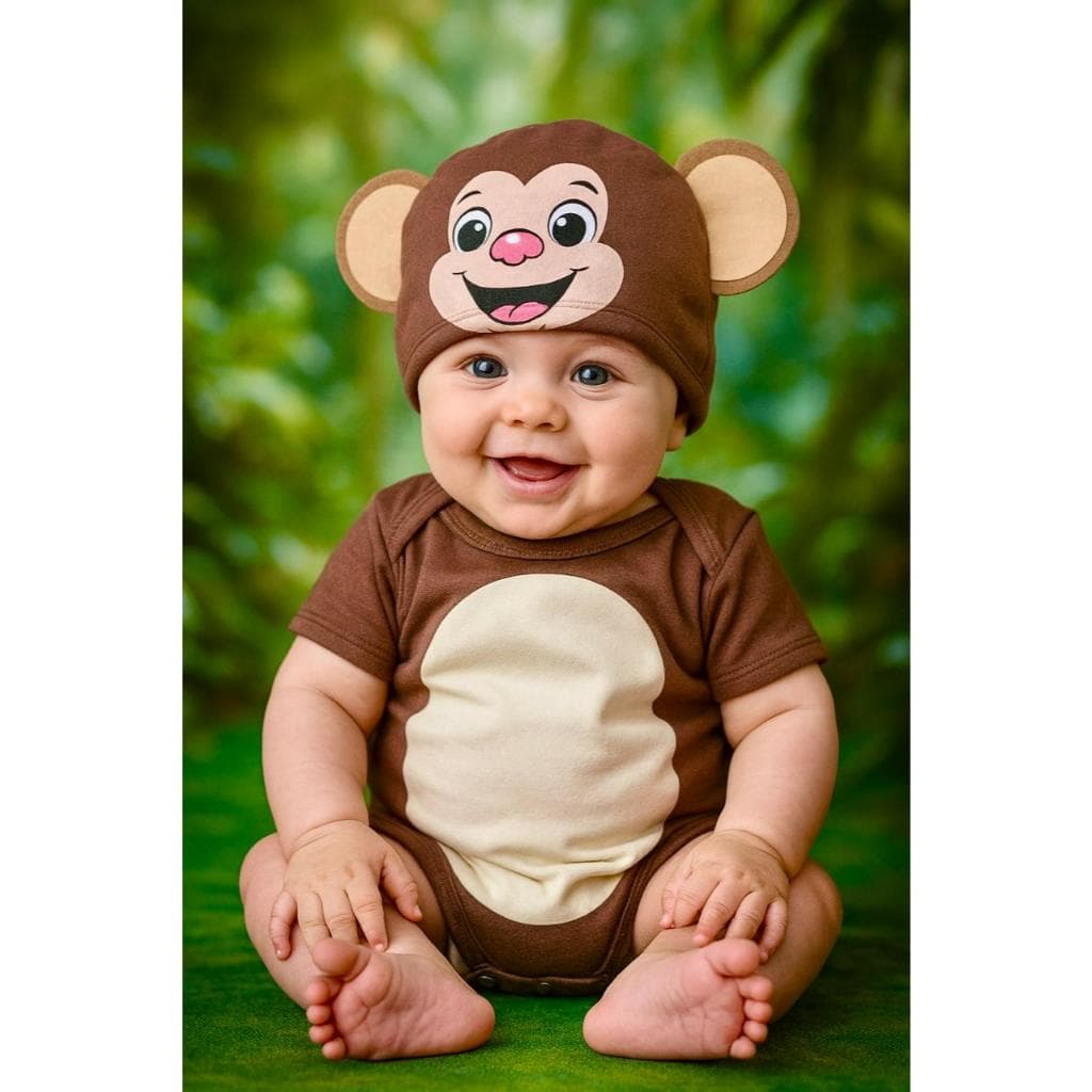 Body temático mesversario macaquinho fantasia para bebê roupa temática body de bichinhos Body Safari Body Macaco Menino