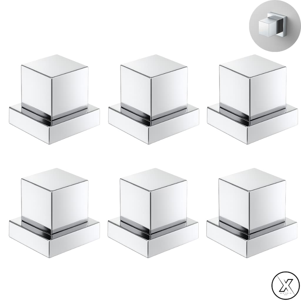 Kit 6 Acabamento Quadrado Luxo Metal Cromado Registro Pressão Gaveta Chuveiro Padrão Deca