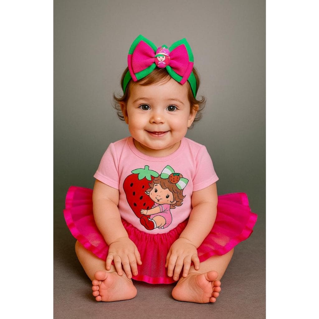 Body Moranguinho Baby Body Mesversario Moranguinho bebe Kit Mesversario Completo Body Tematico Morango Fantasia Bebe