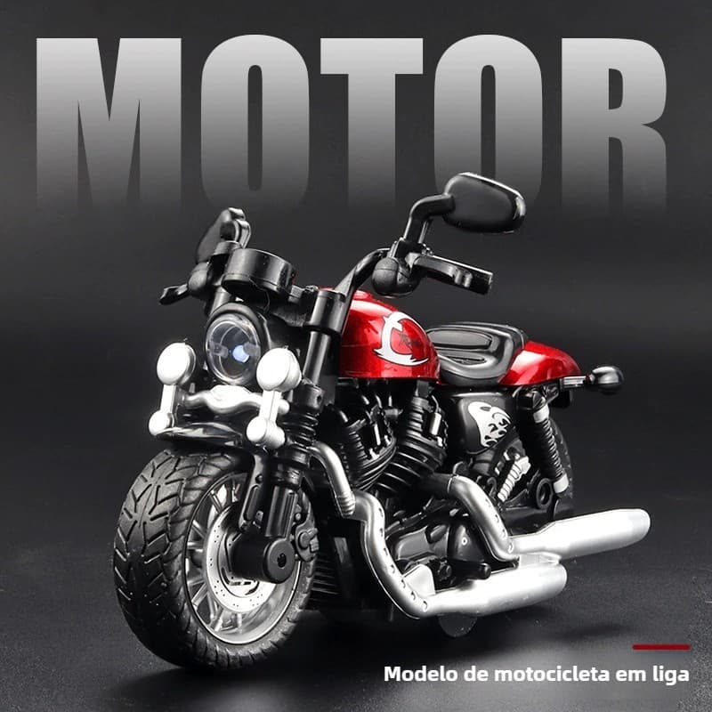 Modelo de Motocicleta de Brinquedo em Liga Metálica Harley 1:12 - Força de Retorno e Luzes Sonoras