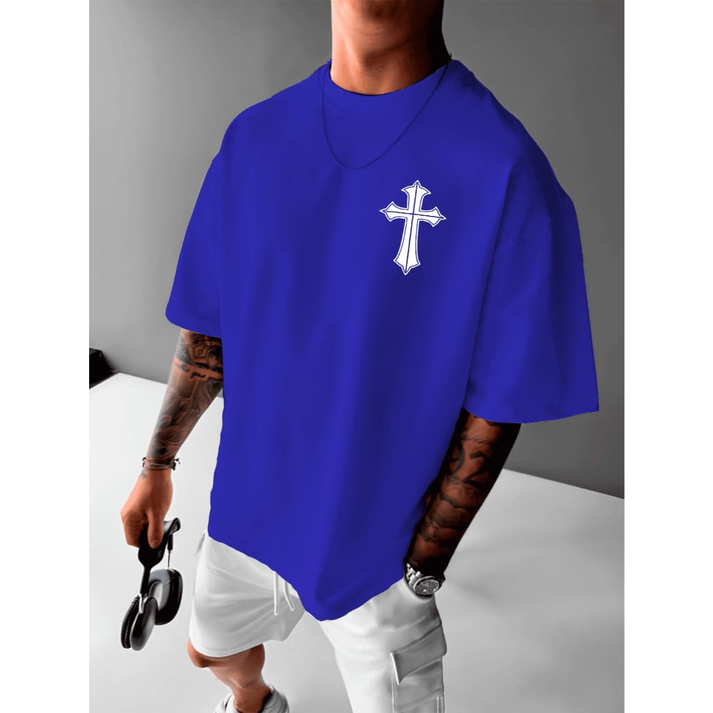 Camiseta Masculina Algodão Premium Estampa Cruz Cristã Blusa Moda Urbana Estilosa Conforto Casual