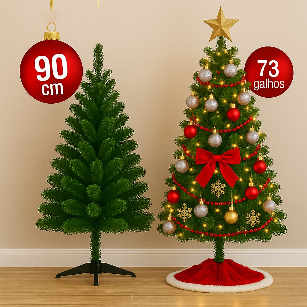 Árvore de Natal 90cm Pinheiro Verde Luxo decoração