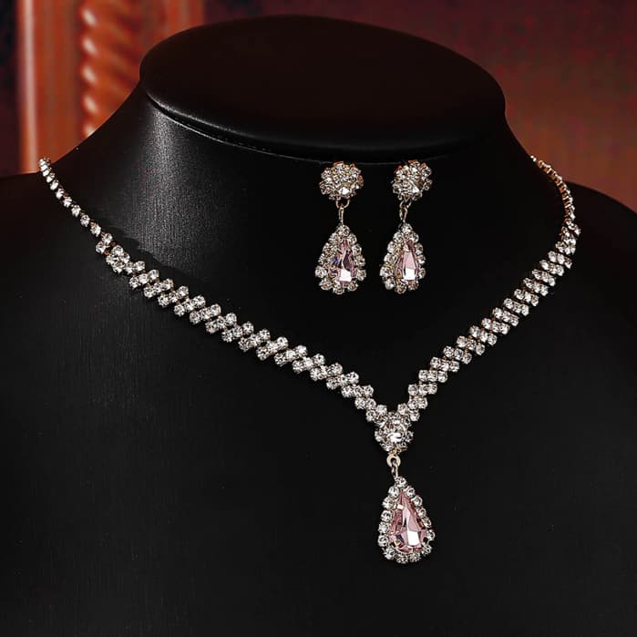 Conjunto De Colar E Brincos Com Pingente De Liga 2 Em 1 , Joias De Casamento Para Mulheres