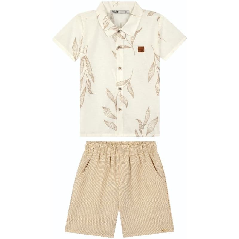 Conjunto Infantil Masculino, Camisa social e Bermuda em linho. Conjunto social para menino