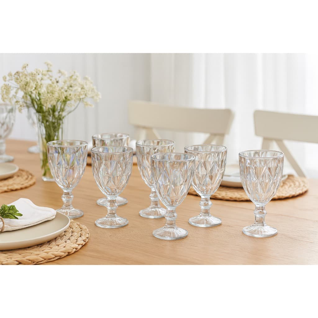 Conjunto 6 Taças de Vidro Platinado Milbani 330ml Jogo c/ 06 Taças Vidro  330ml Diamond Platinado