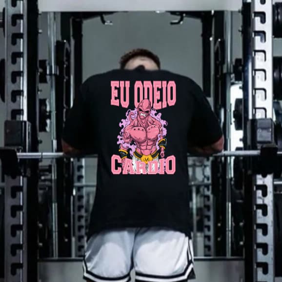Camiseta Oversized Odeio Cardio Meme Masculina 100% Algodão Treino Academia