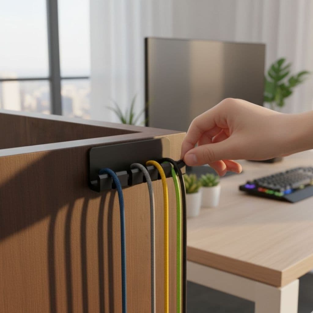 CLIPE DE MESA - Organizador de Cabos Com Adesivo Aderente Para Mesa, Cama e Carro– Suporte para Fios USB, Carregador,
