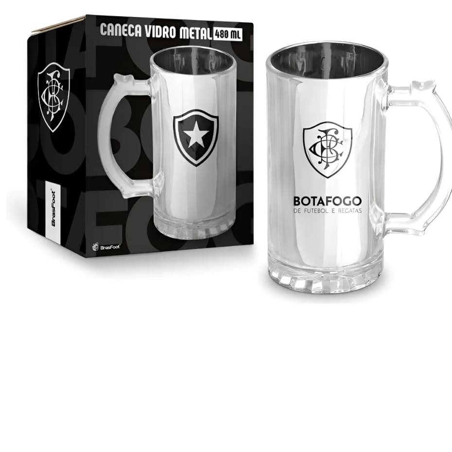 CANECA VIDRO METALIC TIMES - BOTAFOGO