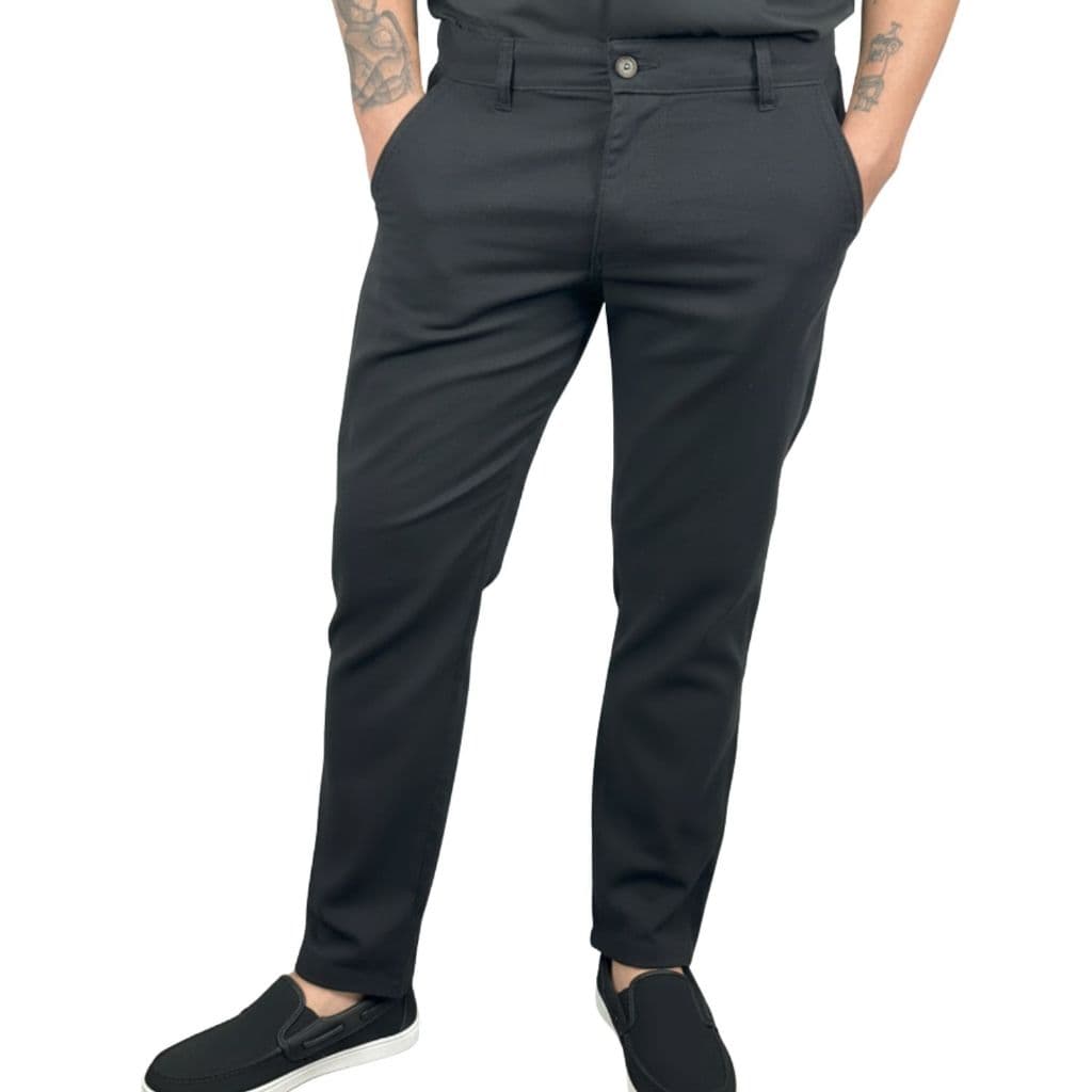 Calca Alfaiataria Linho Preta Slim Fit Social Elegante Premium Masculina Texturizada Casual Leve