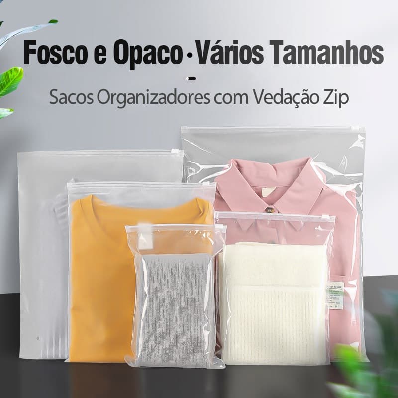 Kit5A20 Organizador p/ Maternidade Sacos com Zíper à Prova D'água p/ Roupas de Bebê e Casa 30*40CM