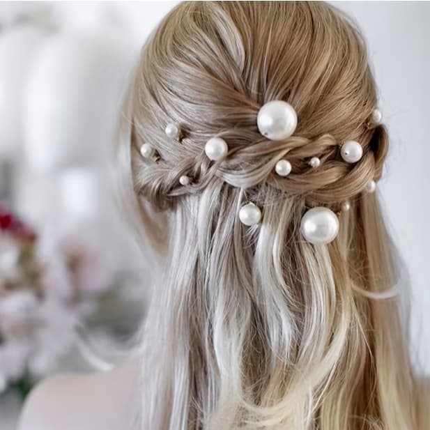 1 kit / 15un Grampos Ponto De Luz zirconia branco Cabelo Penteado noiva CAIXINHA