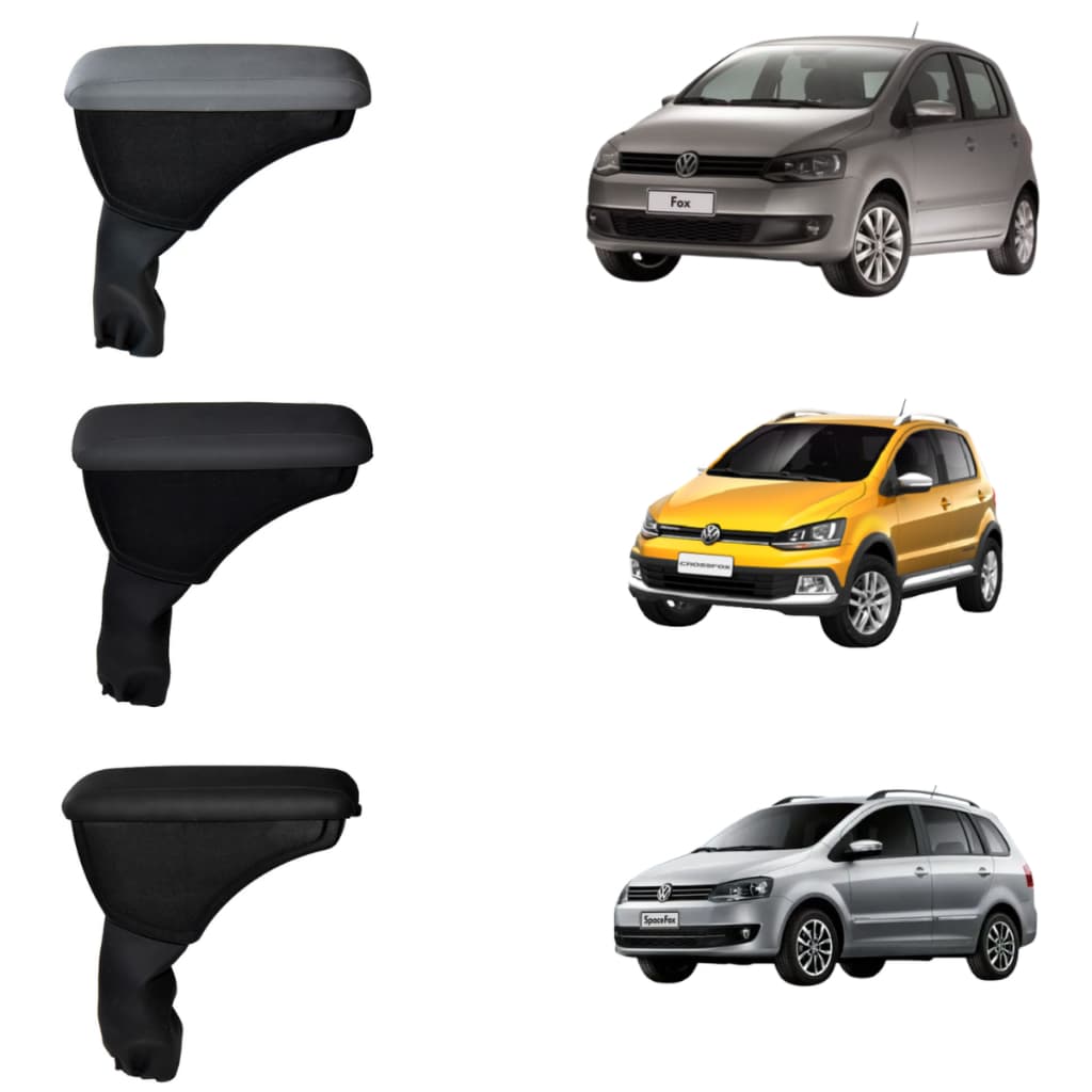 Apoio de Braço Volkswagen Fox CrossFox SpaceFox 2003 a 2021 Courvin Encosto Descanso Porta Objetos