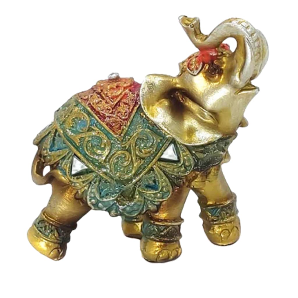 Elefante Decorativo Em Resina Indiano  Prosperidade, Sabedoria, Proteção Longevidade