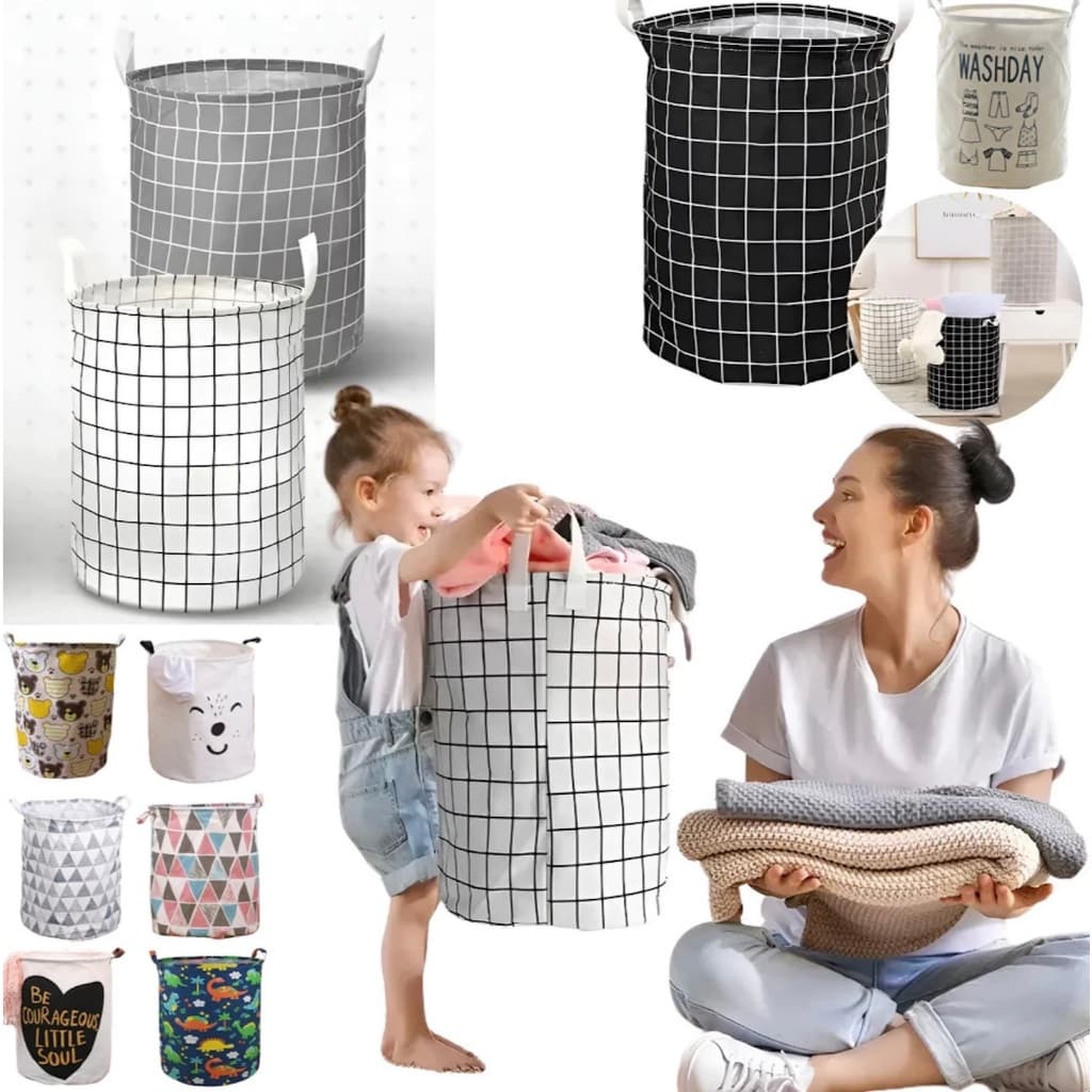 Cesto Roupa Suja Organizador Multiuso Lavanderia Dobrável 40 LITROS