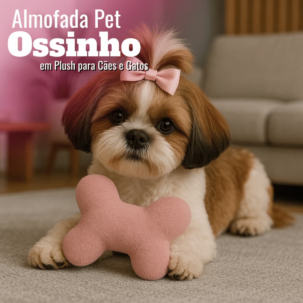 Brinquedo Almofada Pet Ossinho Fofinho Plush Antialérgico Cães/Gatos