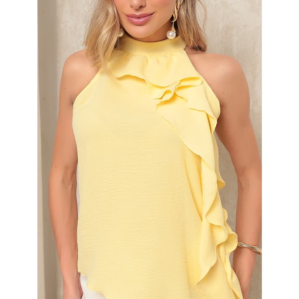 Blusa Feminina Elegante com Babados Assimétricos – Sofisticação e Leveza