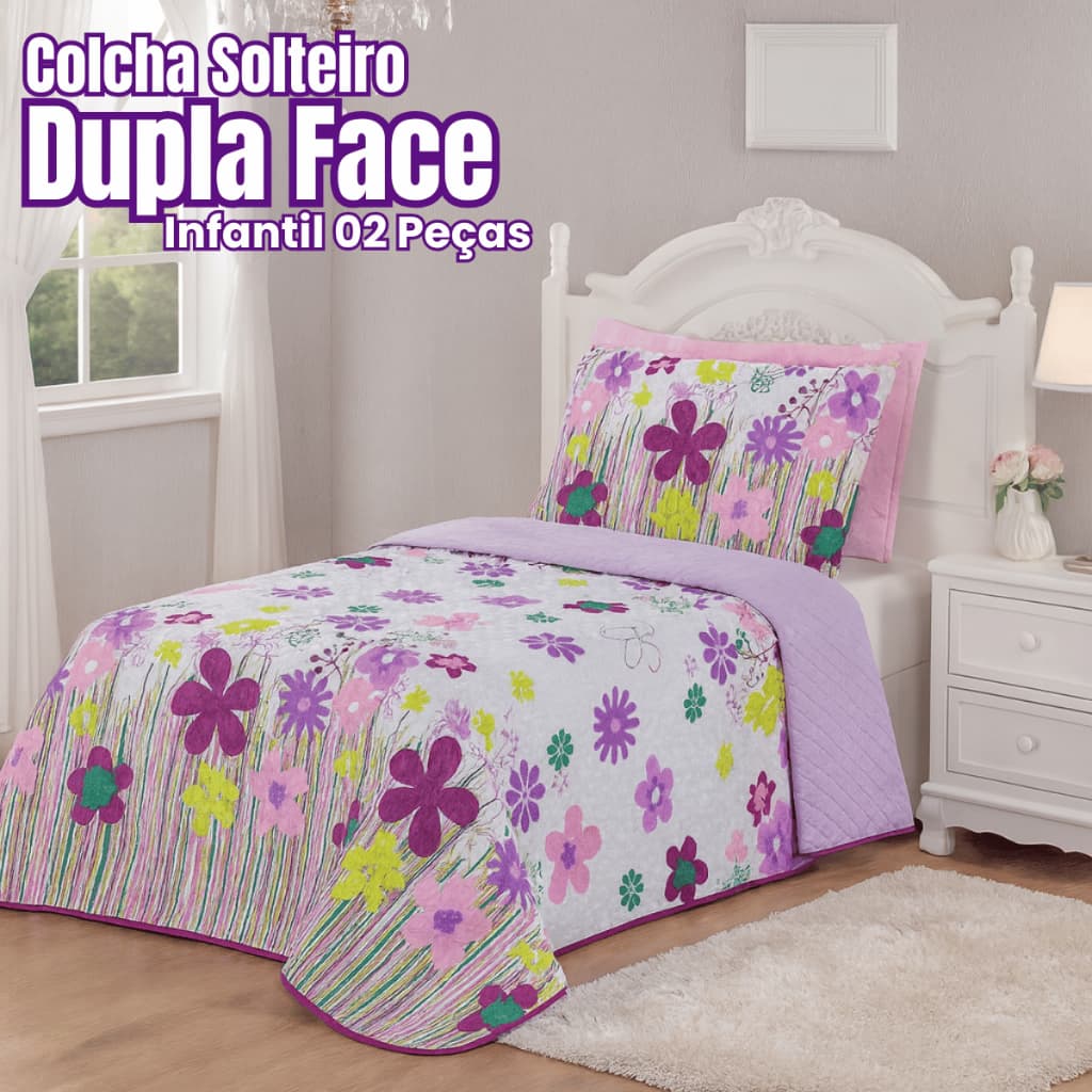 Colcha Solteiro Infantil Dupla Face 02 Peças