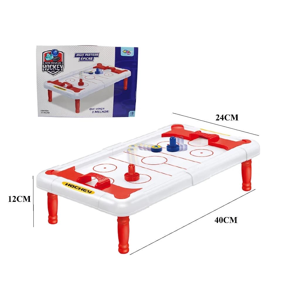 Brinquedo Mini Hockey Mesa Jogo Completo Portátil Com Pezinho